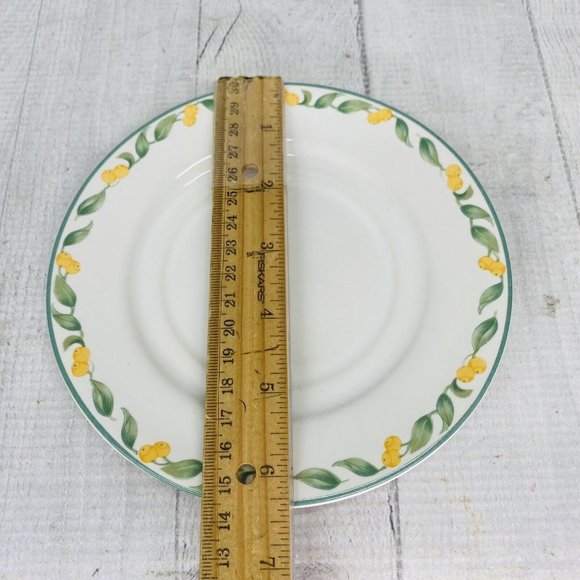 Julie Pople Avon COUNTRY FRUIT COLLECTION Porcelain Lemon Rim Saucers Set of 4 - Picture 11 of 16